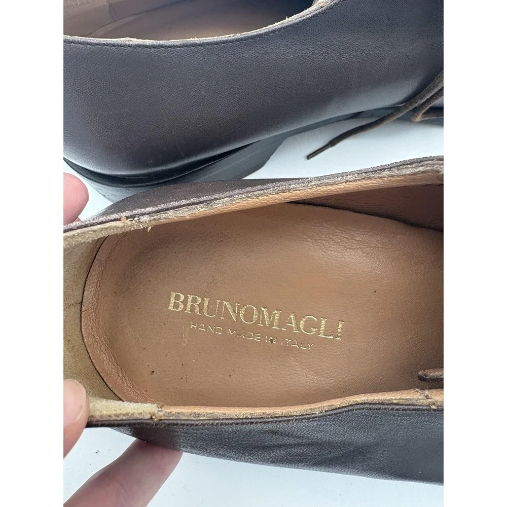 Bruno Magli Shoes Mens Size 11.5 Brown Leather Square Toe Dress Handmade Italy
